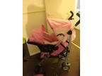 Pink umbrella buggy and car seat