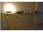Luxury cream glass and wrought iron table